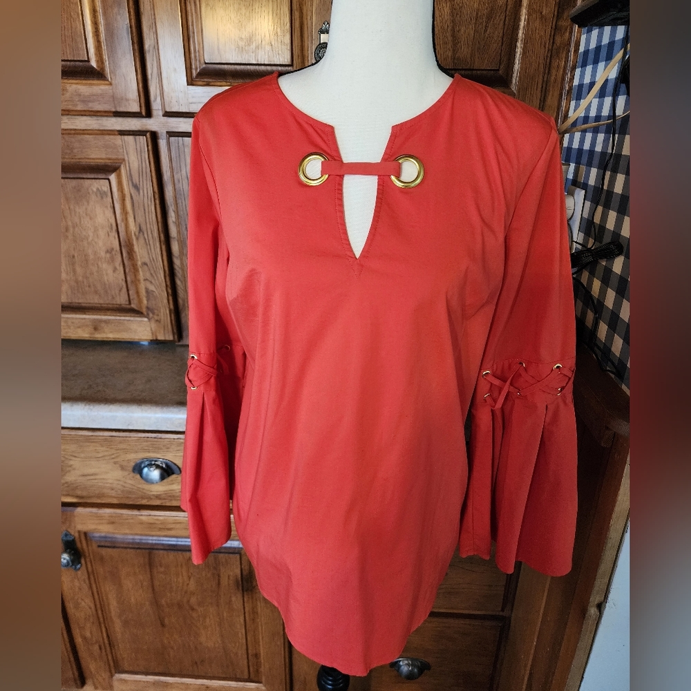 Michael Michael Kors Orange Long Sleeve Blouse Size S